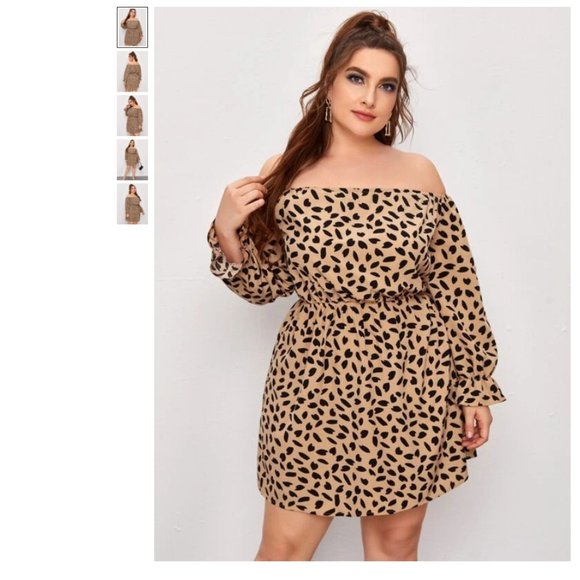 Dresses & Skirts - Plus Size Off Shoulder Allover Print Dress